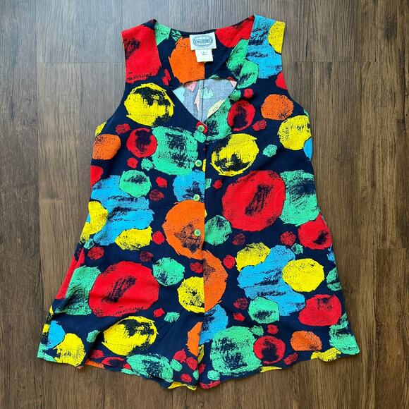 Vintage Jams World Abstract Print Romper Jumpsuit Women’s Large USA - Picture 1 of 8